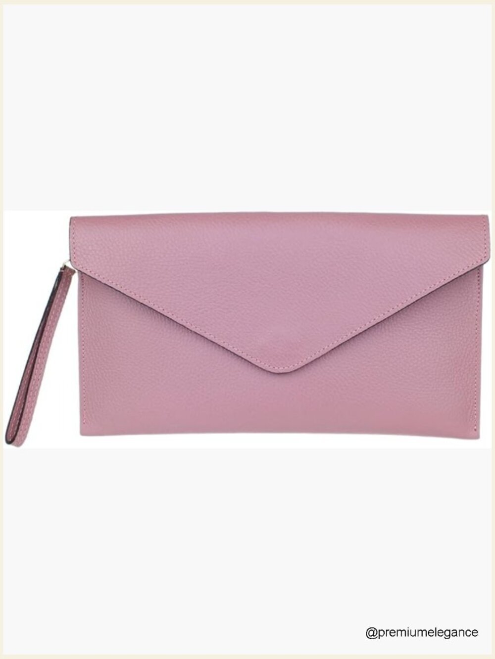 Italian Genuine Leather Envelope Clutch Bag with Wristlet & Shoulder Strap
